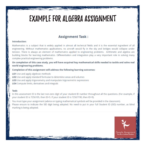 examples of algebra assignments