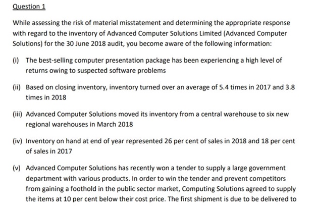 auditing assignment question sample