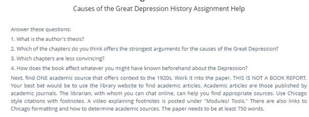 great depression assessment help