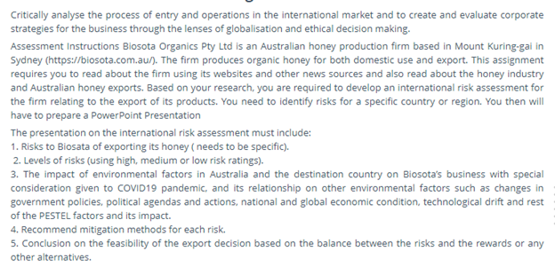 international risk assessment sample online