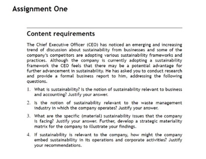 sustainability management assignment question