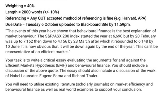 behavioral finance homework question sample