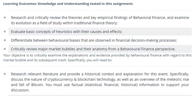 behavioral finance homework question