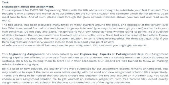 assignment question on engineering ethics