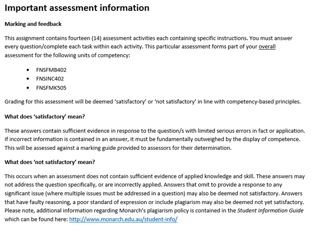 finance brooking assessment