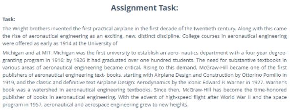 aeronautical engineering assignment help assignment task online