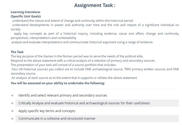 ancient history assignment question canada