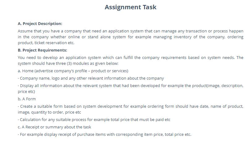 application system development assignment sample