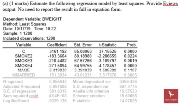 econometrics homework help solved sample question