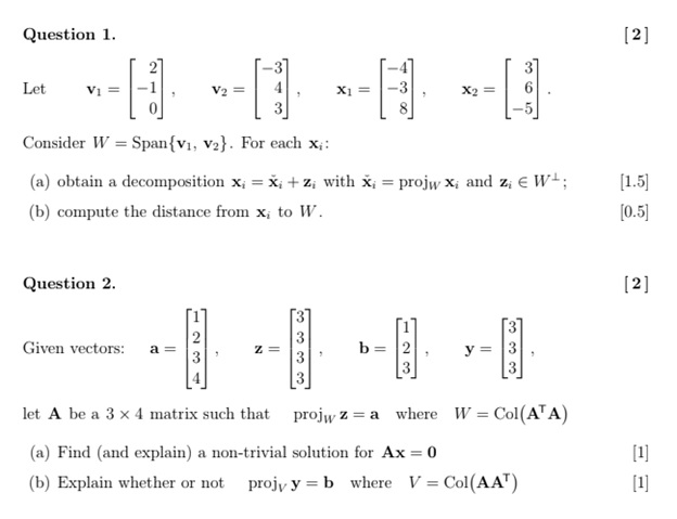 linear algebra assignment help sample example