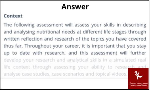 exercise nutrition assignment sample online