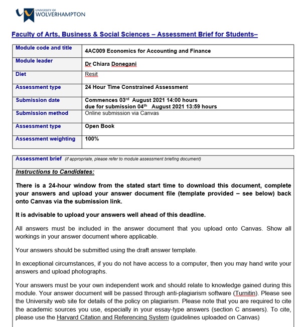 4ac009 economics for accounting assessment answers reference sample