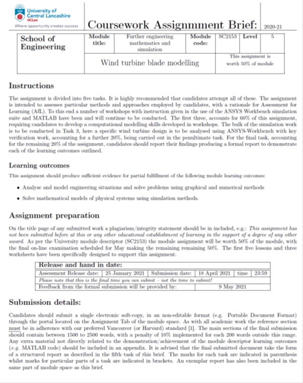 sem406 advanced modelling and simulation assessment answer assignment1