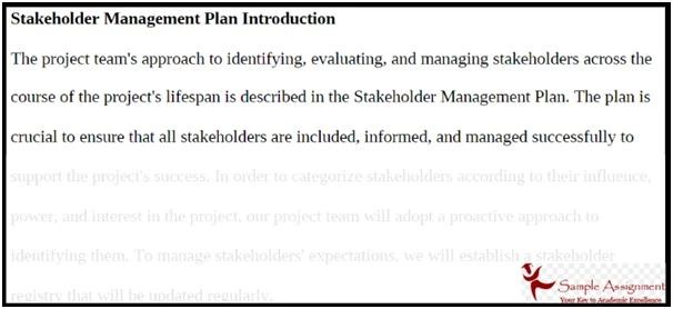 stakeholder management assignment Sample 3